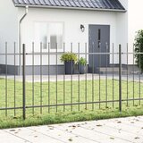  Ograja za vrt z vrhom v obliki sulice Siva 15,3x1,2 m Jeklo | Shoptok.si