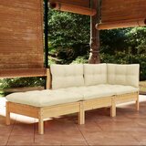 Maison Chic Seti vrtnega pohištva - Vrtna garnitura - Vrtni pohištvo set 3-delna s krem blazinami trdna borovina, (21811379) | Shoptok.si