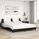 Maison Chic Posteljni okvir - Dvoposteljna postelja - Zakonska postelja z vzglavjem črn in bel 180x200 cm umetno usnje-J5905, (21768768) | Shoptok.si