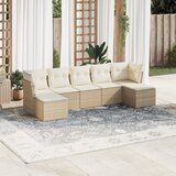 vidaXL 7-dijelni set vrtnih sofa od poliratana s jastucima bež Cijene