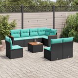  Vrtni set od 9 dijelova s jastucima, crni poliratan Black and blue | shoptok.hr