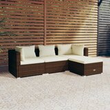 Maison Chic Seti vrtnega pohištva - Vrtna garnitura - Vrtni pohištvo set 4-delna z blazinami poli ratan rjava, (21821057) | Shoptok.si