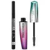 Rimmel London Wonder´Extension Set maskara 11 ml Nijansa 001 Very Black + tuš za oči 1,2 ml Nijansa Black