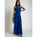 Fasardi Cornflower blue jumpsuit with stand-up collar with stand-up collar Cene