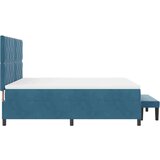Box Postelja z vzmetnico z vzmetnico Temno modra 180 x 200 cm Žamet, (5000126799) | Shoptok.si