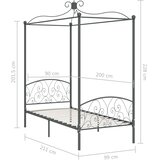  Okvir za krevet s nadstrešnicom sivi metalni 90 x 200 cm | Eponuda.com