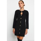 Trendyol Black Straight Cut Mini Dress With Button Detail Woven Dress | Shoptok.si