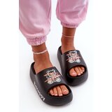 Kesi Lightweight women's slippers with thick soles with teddy bear black Serefina foam Cene