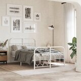 Maison Chic Kovinski Posteljni okvir - Dvoposteljna postelja - Zakonska postelja z vzglavjem in vznožjem bel 120x190 cm, (21696685) | Shoptok.si
