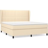 vidaXL Box spring postelja z vzmetnico krem 160x200 cm blago, (20894675) | Shoptok.si