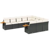 vidaXL 10-dijelni set vrtnih sofa s jastucima crni od poliratana | shoptok.hr