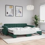 vidaXL Izvlečna dnevna postelja temno zelena 90x200 cm žamet Cene