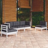 The Living Store Vrtna sedežna garnitura 5-delna z blazinami trdna borovina - Vrtna Sedežna Garnitura, (21480589) | Shoptok.si
