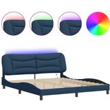 Maison Chic Posteljni okvir - Dvoposteljna postelja - Zakonska postelja z LED brez vzmetnice moder 180x200 cm blago, (21695638) | Shoptok.si