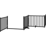 vidaXL Ograda za pse z vrati zložljiva 8 panelov črna 640 cm les | Shoptok.si