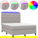  Krevet box spring s madracem LED svjetlosivi 140x190 cm tkanina | shoptok.hr