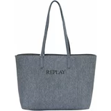 Replay Nakupovalna torba moder denim / siv denim / črna
