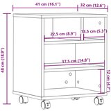 vidaXL Stalak za pisač s kotačima siva boja hrasta 41 x 32 x 48 cm | shoptok.hr