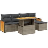 Maison Chic Seti vrtnega pohištva - Vrtna garnitura - Vrtni pohištvo set 6-delna z blazinami siv poli ratan, (21807745) | Shoptok.si