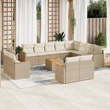 Maison Chic Seti vrtnega pohištva - Vrtna garnitura - Vrtni pohištvo set 13-delna z blazinami bež poli ratan, (21809742) | Shoptok.si