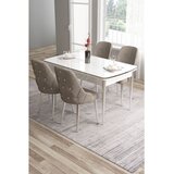 Hanah home trpezarijski set Tia, sto i 4 stolice, bela ploča, hromirane noge, kapućino tkanina Babyface | Eponuda.com