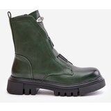 Boto PE2 Warm Women’s Worker Boots with Zipper Eco Leather Green Mailyra | shoptok.hr