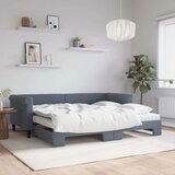 vidaXL Izvlečna dnevna postelja z vzmetnico tem. siva 90x200 cm žamet | Shoptok.si