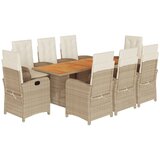  The Living Store Vrtna jedilna garnitura 9-delna z blazinami bež poli ratan - Vrtna Jedilna Garnitura, (21451808) | Shoptok.si