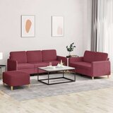  3-dijelni set sofa s jastucima crvena boja vina od tkanine Cijene