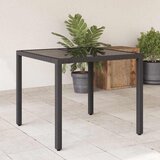  Vrtni stol sa staklenom pločom crni 90x90x75 cm od poliratana | shoptok.hr