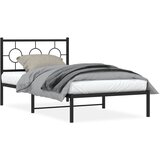 vidaXL Metalni okvir za krevet s uzglavljem crni 100x190 cm | shoptok.hr