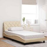  Posteljni okvir z LED brez vzmetnice krem 100x200 cm blago, (21790753) | Shoptok.si