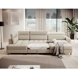 ELTAP Bež žametna raztegljiva/s prostorom za shranjevanje kotna sedežna garnitura (levi kot/v obliki črke "U") Berrto – | Shoptok.si