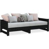  Dnevni ležaj na izvlačenje 2x(90x200) cm crni od borovine | shoptok.hr