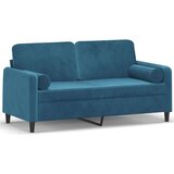 vidaXL Dvosjed s ukrasnim jastucima plavi 140 cm baršunasti | shoptok.hr