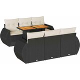  7-dijelni set vrtnih sofa od poliratana s jastucima crni Slike