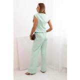 Kesi Włoski Women's set with a vest and wide-leg pants dark mint | Shoptok.si