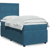 vidaXL Box spring postelja z vzmetnico temno modra 100x200 cm žamet | Shoptok.si