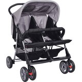  Dječja kolica za blizance čelična sivo-crna | shoptok.hr