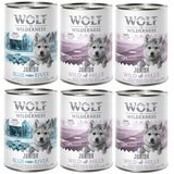 Wolf of Wilderness mešano pakiranje - 6 x 400 g Junior miks: 4x raca & teletina, 2x piščanec & losos | shoptok.hr