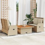  3-dijelna vrtna garnitura od poliratana s jastucima bež 110 x 110 x 40/71 cm | Shoptok.si