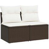  2-dijelni set vrtnih sofa poliratan i bagrem s jastucima smeđi | shoptok.hr