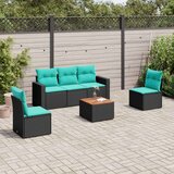  Vrtna garnitura - 6-dijelni set vrtnih sofa od poliratana s jastucima crni - Crna 1 | shoptok.hr