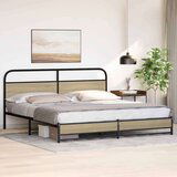 Metalni Kovinski posteljni okvir brez vzmetnice sonoma hrast 193x203 cm, (21607440) | Shoptok.si