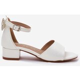 EVENTO Shiny Girls Sandals With Low Heel White Ainare | Shoptok.si
