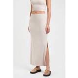 Madmext Beige Basic Women's Long Skirt With Slit Detail | Shoptok.si
