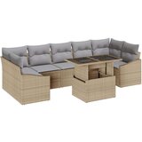  vrtna sedežna garnitura Set 8 Bež in siva Ratan, Steklo, Poliester, (22065124) | Shoptok.si