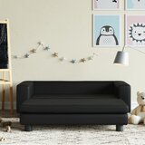 vidaXL Otroški kavč s stolčkom za noge črn 100x50x30 cm umetno usnje | Shoptok.si