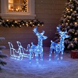  Ukrasni božićni sobovi i sanjke 160 LED žarulja 130 cm akrilni Plava 43 x 11 x 55 cm (2 kom) | shoptok.hr