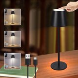 Nettlife Lampe de chevet sans fil, LED 2600mAh, lampe de table extérieur rechargeable, tactile, noire, avec USB, (22143988) Cene